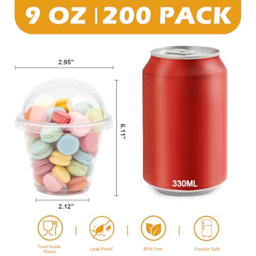 200 Pack 9 oz Clear Plastic Cu - Plastic Dome Clear reseña y precio