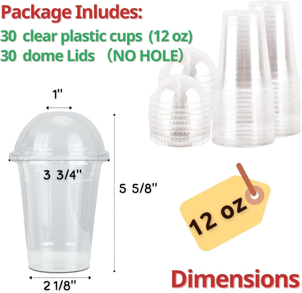 30 Sets 12 oz Clear Plastic Cu - Plastic Dome Clear reseña y precio