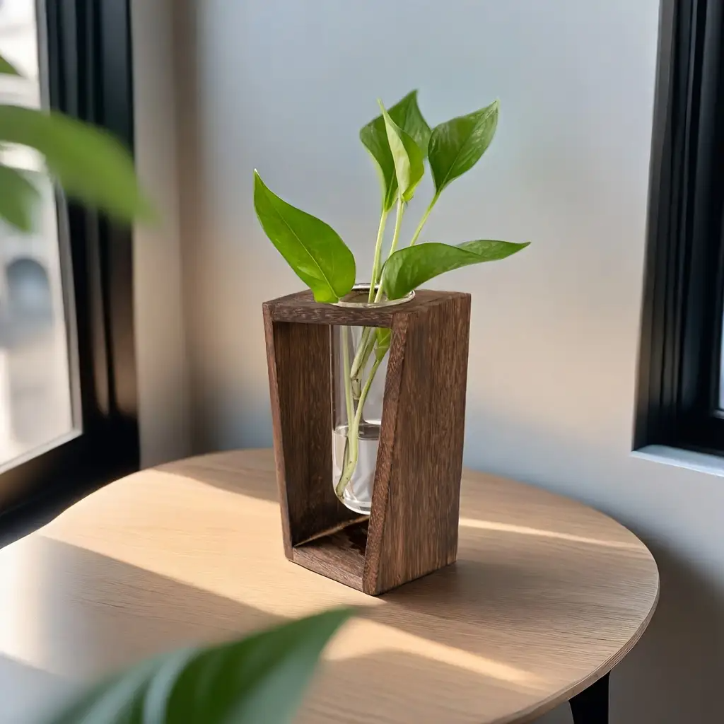 Modern Wood Propagation Vase - - Propagation Station Vase reseña y precio