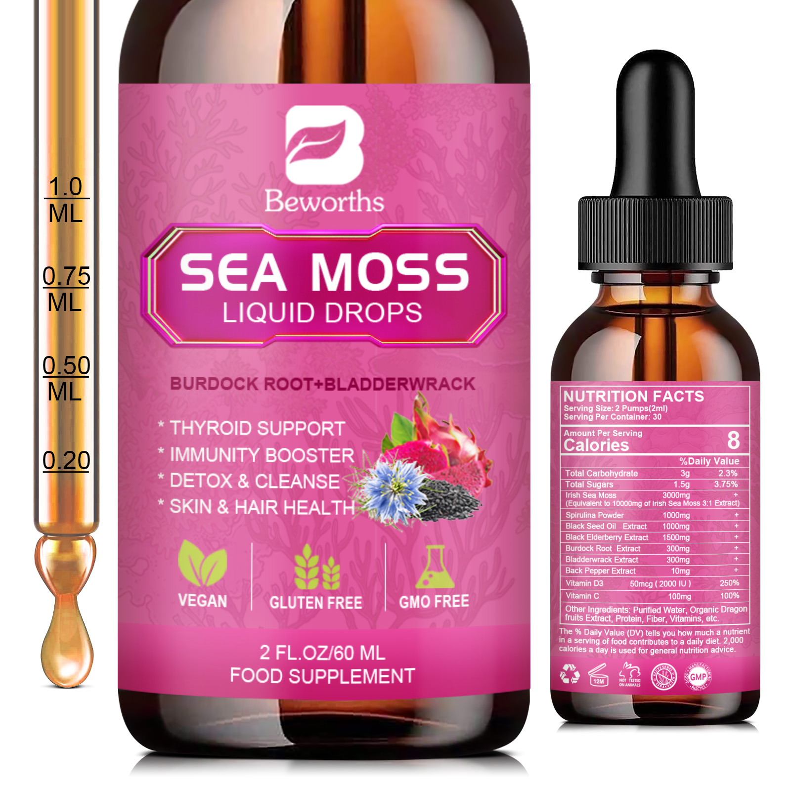 BEWORTHS 3000MG Seamoss Liquid - Root Stimulator Liquid reseña y precio