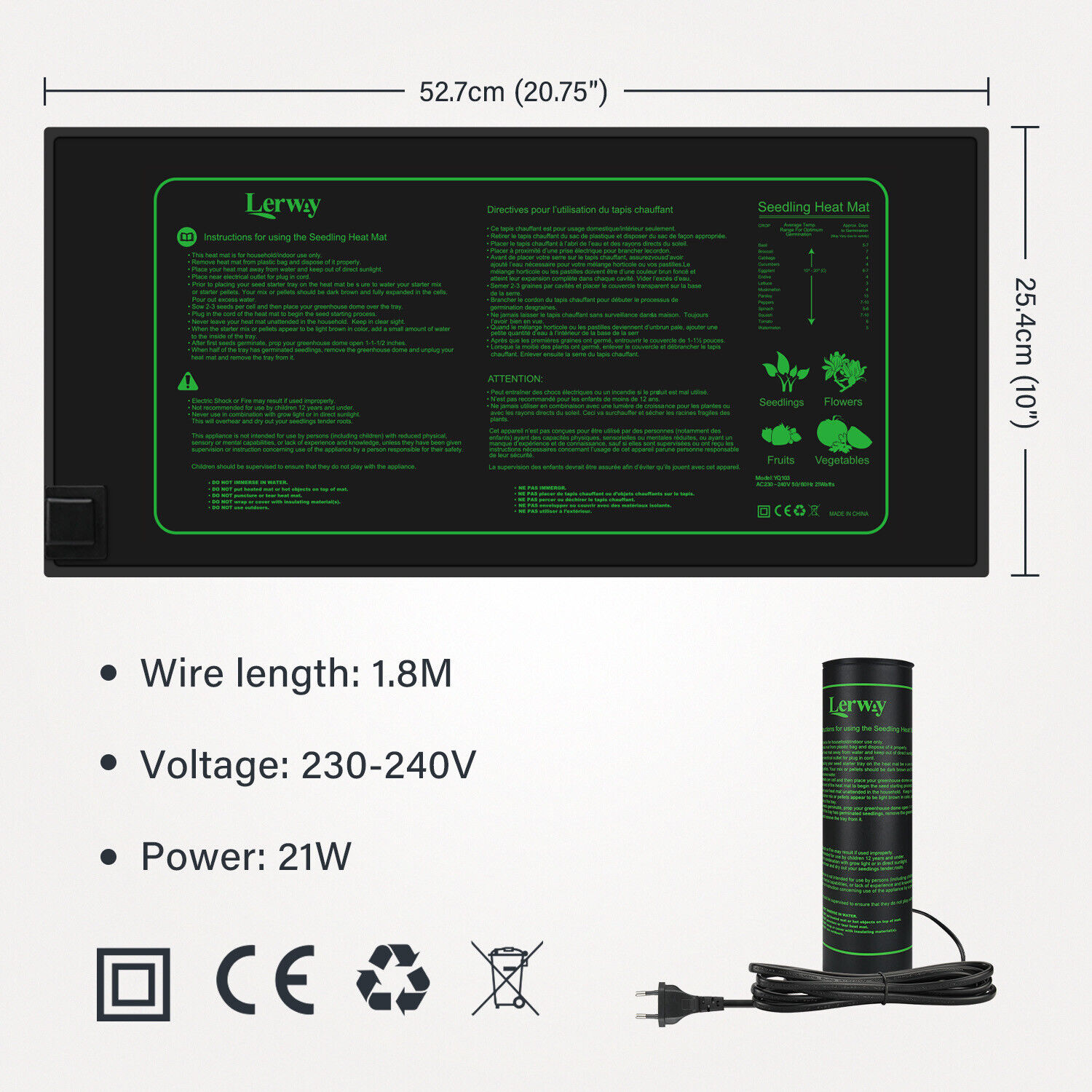 LERWAY 21W Seedling Heating Ma - Heat Mat Seedling reseña y precio