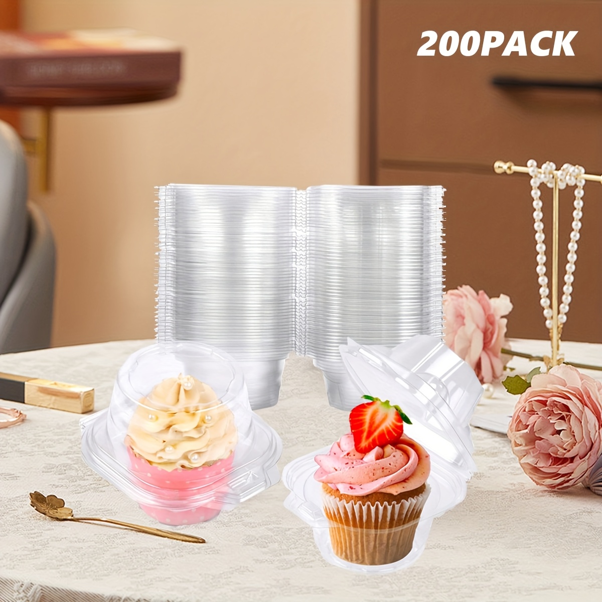 200-Piece Stackable Cupcake Co - Plastic Dome Clear reseña y precio