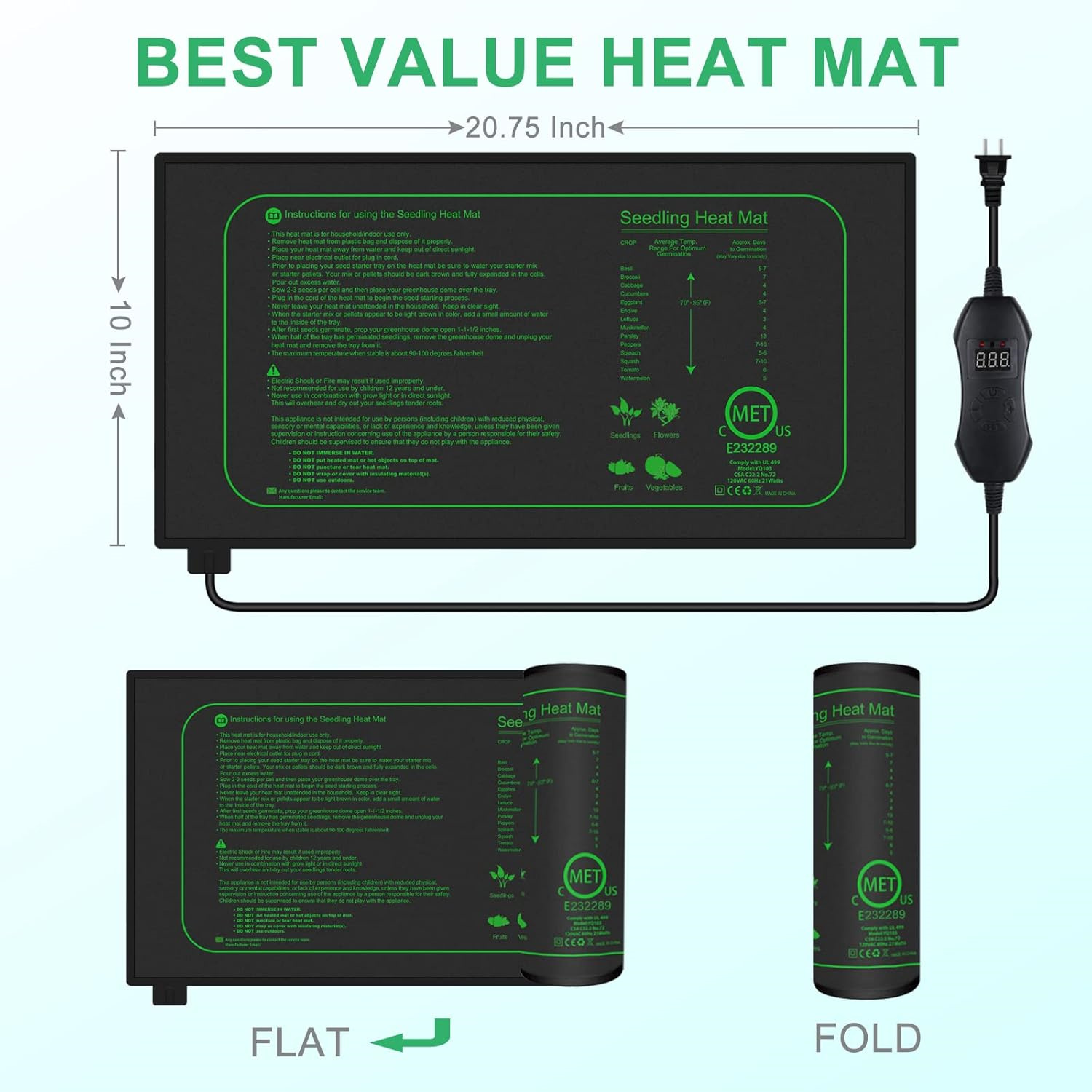 Seedling Heat Mat With Digital - Heat Mat Seedling reseña y precio
