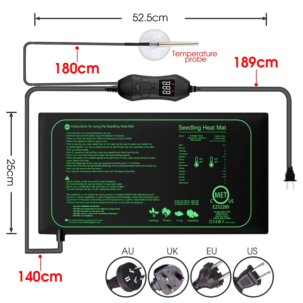 50W EU-US/UK/AU Adjustable The - Heat Mat Seedling reseña y precio