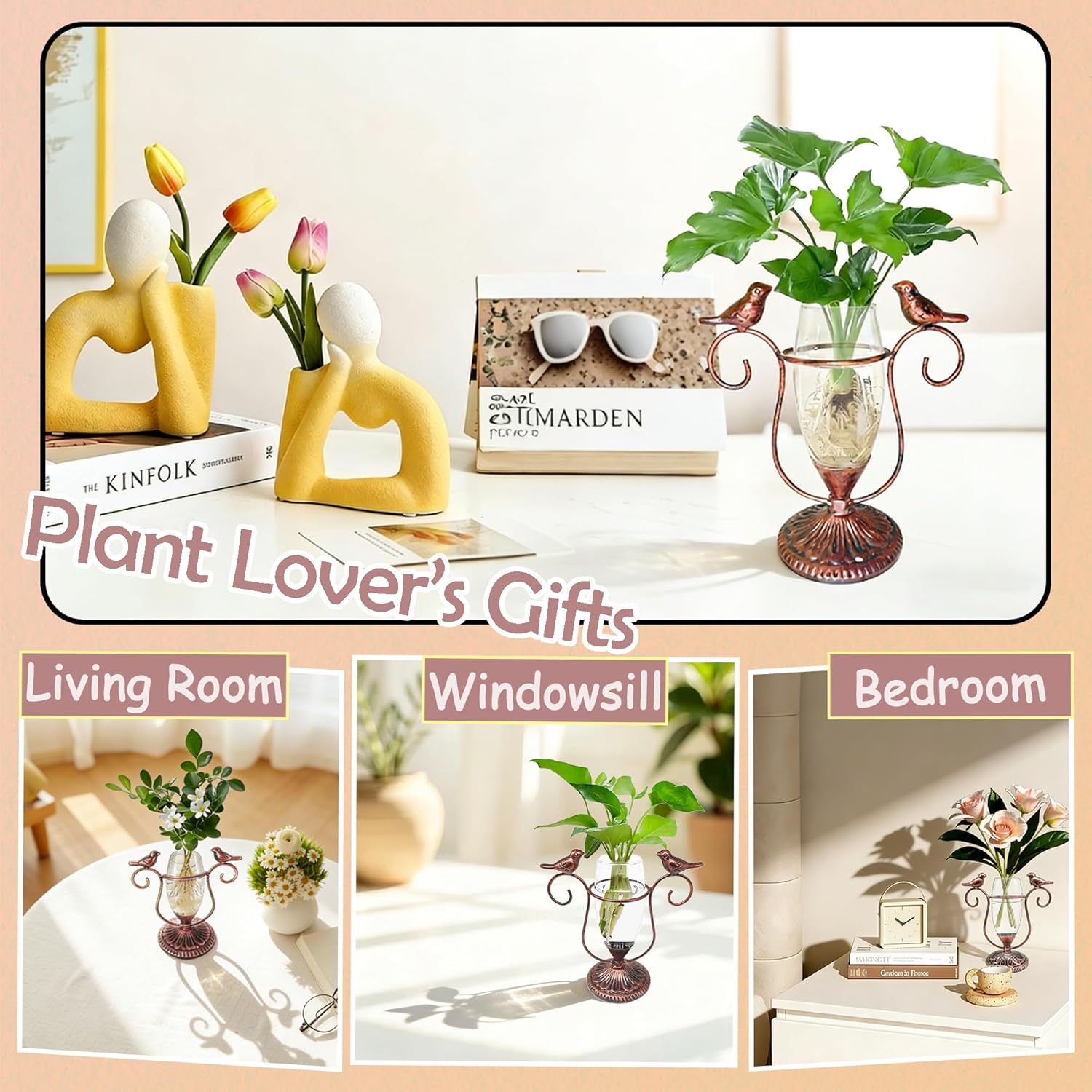 2 Vintage Copper Bird Plant Pr - Propagation Station Vase reseña y precio