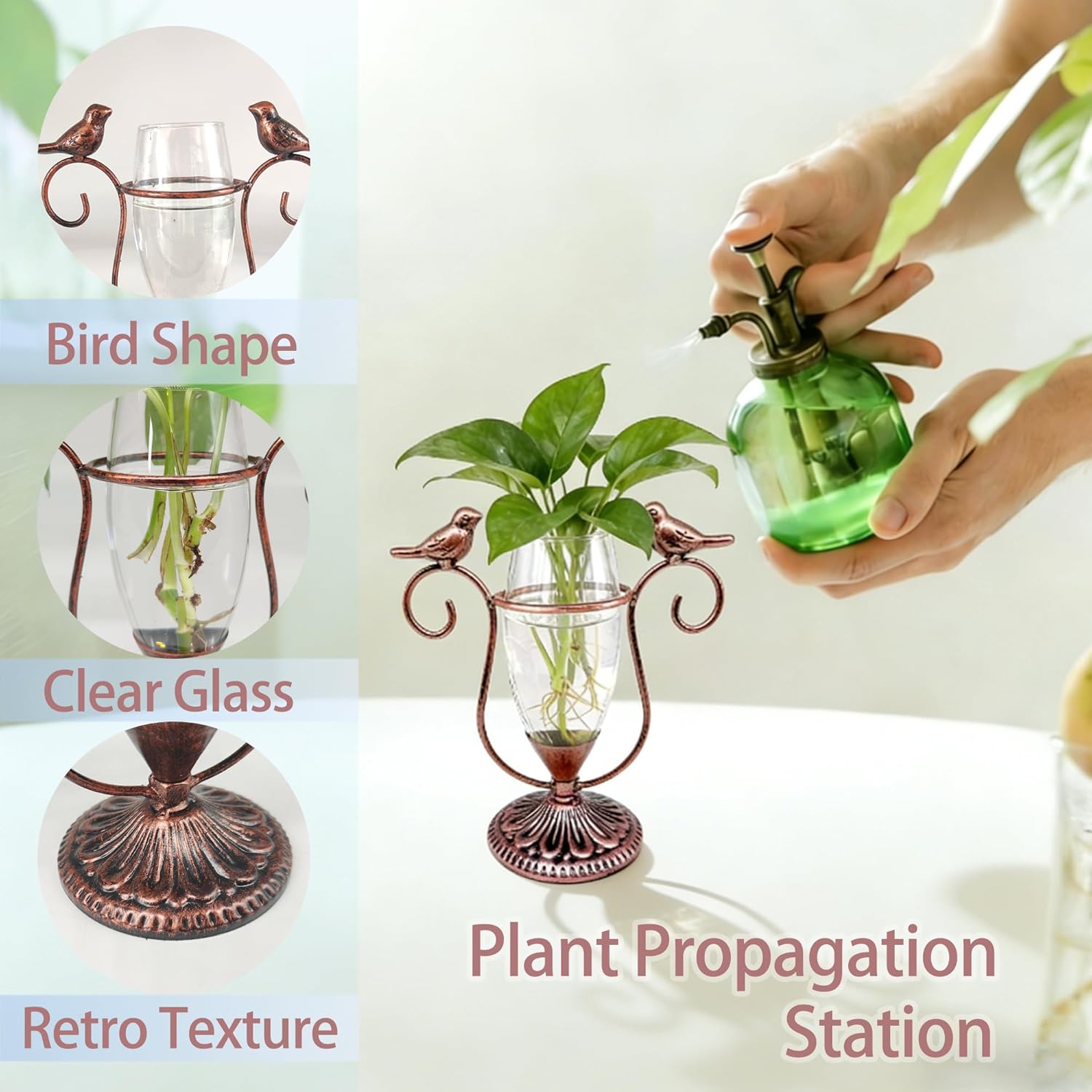 2 Vintage Copper Bird Plant Pr - Propagation Station Vase reseña y precio